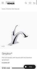 Torneira para pia de lavanderia KOHLER K-22035-CP alça única torneira puxar para baixo, usado comprar usado  Enviando para Brazil
