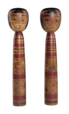 Usado, Antigo Par Kokeshi Assinado 'Ichiro' - Design Listrado Tradicional com Pátina Envelhecida comprar usado  Enviando para Brazil