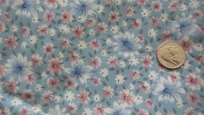Tecido de poliéster de algodão vintage ROSA, AZUL FLORAL EM AZUL PÁLIDO 3 jardas/56" de largura, usado comprar usado  Enviando para Brazil