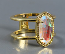 ANEL BANDA DUPLA ELYSE Kendra Scott tom dourado VIDRO DICRÓICO rosa iridescente 9, usado comprar usado  Enviando para Brazil
