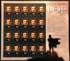 2009 Scott #4377 - 42 Centavos-Edgar Allan Poe-Autor-Folha Completa De 20-nunca usado, sem marca de charneira comprar usado  Enviando para Brazil
