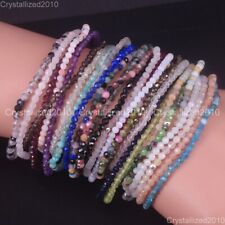 Pulseira elástica 925 contas feitas à mão pedra preciosa redonda facetada natural 2mm 3mm 4mm, usado comprar usado  Enviando para Brazil