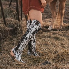 Nuevas botas hasta la rodilla con estampado de leopardo de crin de caballo para mujer botas de montar vaqueras occidentales segunda mano  Embacar hacia Mexico