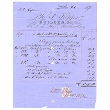 1871 billhead kipps for sale  GLASGOW