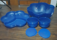 Conjunto de tigela Tupperware, chip e mergulho com bandeja Relish/Hors d' Oeurvres, azul Tóquio comprar usado  Enviando para Brazil