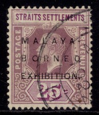 MALÁSIA - Straits GV SG245b, 25c roxo maçante e malva BEM USADO. Gato £95. OVAL O comprar usado  Enviando para Brazil