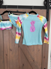 Sonoma Girls Tie Dye Pineapple 3 Piece Swimsuit Rash Guard 7/8 comprar usado  Enviando para Brazil