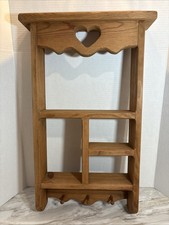 Vintage 23" Parede de Madeira Coração Casa de Campo Prateleira Dividida Peg Rack Country comprar usado  Enviando para Brazil