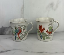 Conjunto de 2 canecas de café papagaio pássaro vermelho acabamento dourado vintage Japão, usado comprar usado  Enviando para Brazil