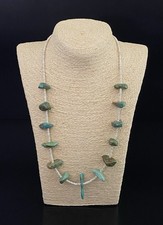 Antigo Colar de Prata Esterlina Nativo Americano Contas Turquesa com Concha 25" comprar usado  Enviando para Brazil