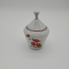 Sugar Bowl de porcelana com tampa e acabamento dourado e padrão floral por Pozzani comprar usado  Enviando para Brazil