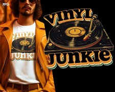 Vinyl junkie shirt for sale  MILTON KEYNES