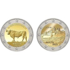 Używany, 2 x 2€ UNC Malte / Malta 2025 na sprzedaż  Wysyłka do Poland