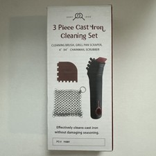 Escova de limpeza de ferro fundido + corrente de aço inoxidável + habilidade raspador de panela comprar usado  Enviando para Brazil
