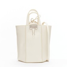 BRANCO Virgil Abloh Allen fichário clipe couro creme cordão bolsa tote comprar usado  Enviando para Brazil