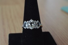 3.30ct Espírito Santo Aquamarine/Pedra Zircão 3 Anel Prata Esterlina Fino Tamanho 9, usado comprar usado  Enviando para Brazil