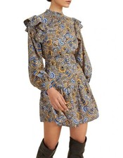 Vestido Seed Heritage tamanho 10 floral mistura de linho manga balão babado vitoriano comprar usado  Enviando para Brazil
