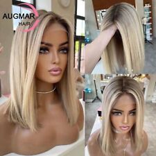 Peruca curta cinza loira marrom destaque peruca bob reta frente de renda cabelo humano perucas comprar usado  Enviando para Brazil