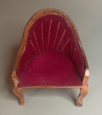 Sillón de madera vintage miniatura de terciopelo rojo para casa de muñecas segunda mano  Embacar hacia Argentina