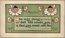 Cartão postal vintage Missing You Greeting Clowns c1910–1920s, usado comprar usado  Enviando para Brazil