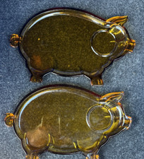 Bandejas de prato de lanche vintage tiara Indiana vidro âmbar porco porco (Qtd. 2) 10 x 6,5" comprar usado  Enviando para Brazil