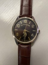 Polo Assn. dos EUA Relógio masculino clássico USC50225 com pulseira de couro sintético marrom Untes comprar usado  Enviando para Brazil
