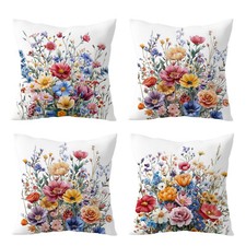 4 peças fronha colorida flor silvestre planta jardim capa almofada sofá decoração para casa comprar usado  Enviando para Brazil