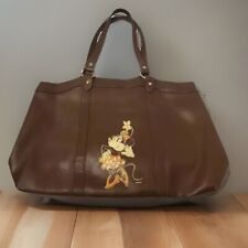 Bolsa de ombro Disney Vintage Minnie Mouse marrom couro grande bolsa tote de transporte, usado comprar usado  Enviando para Brazil