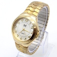 Relógio masculino MC tom dourado clássico bege mostrador grandes números pulseira expansível raro comprar usado  Enviando para Brazil