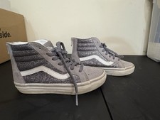 Vans SK8-Hi Zip Meninas Tamanho 1.5, apresentando um design cinza gunmetal brilhante comprar usado  Enviando para Brazil