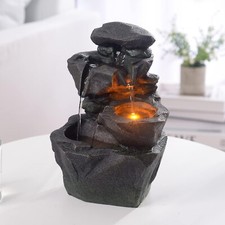 Fuente de agua relajante para decoración del hogar rocas exquisitas luz LED en cascada única segunda mano  Embacar hacia Mexico