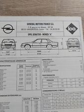 Opel Senator Monza A  2.5 2.8 3.0 Fiche Technique Regla tech 1990 6 Pages na sprzedaż  Wysyłka do Poland