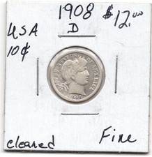 Moeda de prata de 10 centavos 1908 D Estados Unidos - Fina comprar usado  Enviando para Brazil