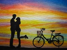 Watercolor painting silhouette for sale  USA