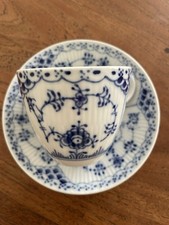 Royal Copenhagen Blue Fluted  Half Lace Coffee Cup And Saucer 6 Sets Available na sprzedaż  PL