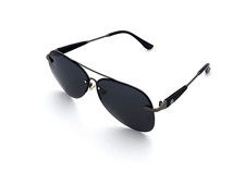 Óculos de sol polarizado Mercedes sem aro metal aviador lente de fumaça Gunmetal MB20 comprar usado  Enviando para Brazil