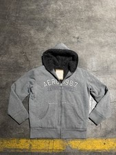 Usado, Moletom com capuz Y2K Aeropostale forrado de pele sintética masculino pequeno cinza pesado com zíper completo Sherpa comprar usado  Enviando para Brazil