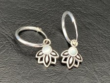 Brincos de argola de prata esterlina 925 flor de lótus madrepérola esfregão dormentes comprar usado  Enviando para Brazil