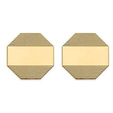 Fabulous abotoaduras octógono listradas ranhuradas masculinas em ouro amarelo 10K sólido comprar usado  Enviando para Brazil