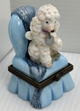 Poodle cachorro na cadeira bugigangas caixa porcelana articulada centro-oeste de Cannon Falls PHB comprar usado  Enviando para Brazil