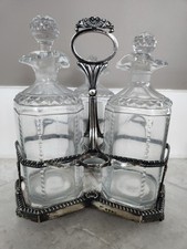 CONJUNTO DE DECANTADORES COM MOLDURA DE LICOR DE VIDRO SOPRADO PRATA ESTERLINA GEORGIANA POR VOLTA DE 1800 (493) comprar usado  Enviando para Brazil