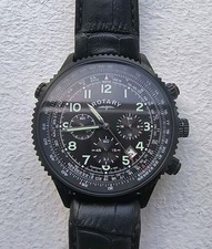 Relógio masculino cronógrafo rotativo quartzo mostrador preto pulseira de couro preto #GS00122/04 comprar usado  Enviando para Brazil