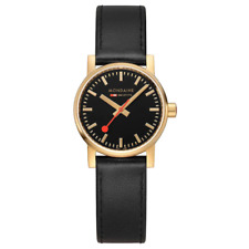Relógio Mondaine EVO2 30mm folheado a ouro estojo SS couro preto cristal de safira comprar usado  Enviando para Brazil