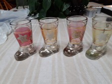4 copos de vidro vintage Mod-Dep bota shot-barware-festas- 3 x 2-flores comprar usado  Enviando para Brazil