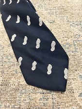 Gravata Squire Shop vintage azul escuro branco amendoim bordado bicho preppy comprar usado  Enviando para Brazil