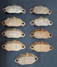 Conjunto de 9 puxadores de gaveta ornamentados vitorianos de ferro fundido para móveis comprar usado  Enviando para Brazil