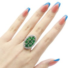 Usado, Anéis de casamento femininos de prata verde esmeralda branca CZ 5,75 comprar usado  Enviando para Brazil