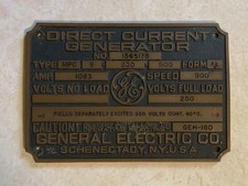 Antigo gerador de corrente contínua placa de latão General Electric  comprar usado  Enviando para Brazil