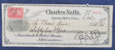 Cheque e receita bancária 1898 Sauk City Wisconsin Charles Naffz comprar usado  Enviando para Brazil