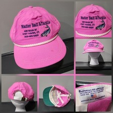 Boné chapéu vintage anos 80 Master Bait & Tackle loja de pesca corda rosa neon Strapback, usado comprar usado  Enviando para Brazil
